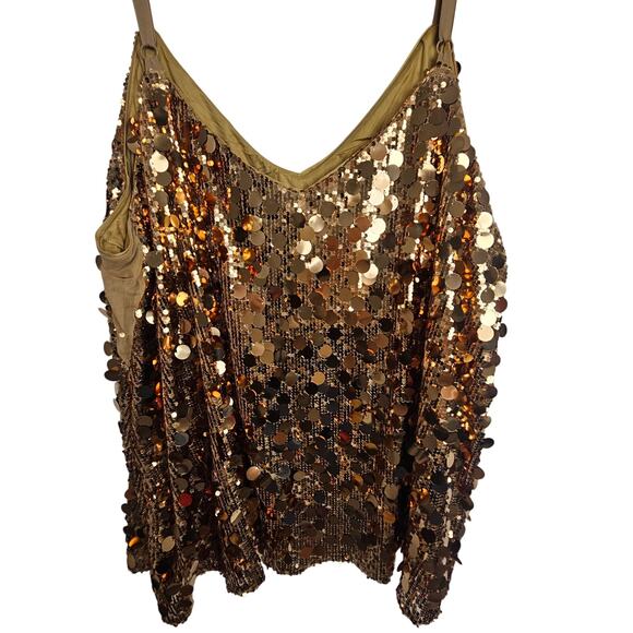 Torrid Sophie Sequin Swing Cami Gold Sequin Holiday Party Glam Yacht Gala Sz 5X - Picture 9 of 10